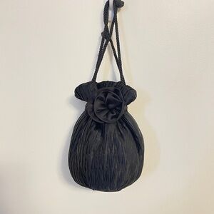 Vintage Claire’s Elegant Black Satin Drawstring Bag